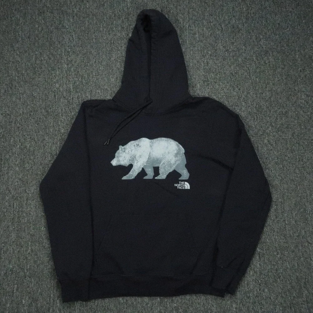 The North Face Hoodie Mens Small Blue Bear Long Sleeve Pullover Hooded